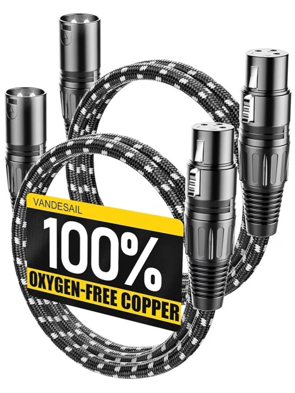 Vandesail 100% Oxygen Free Copper Microphone Cords-2 Pack